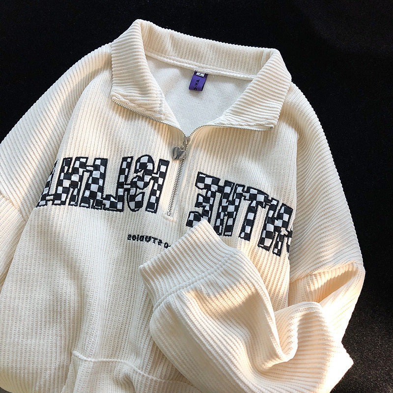 Corduroy Lapel Hoodie Coat For Men And Women